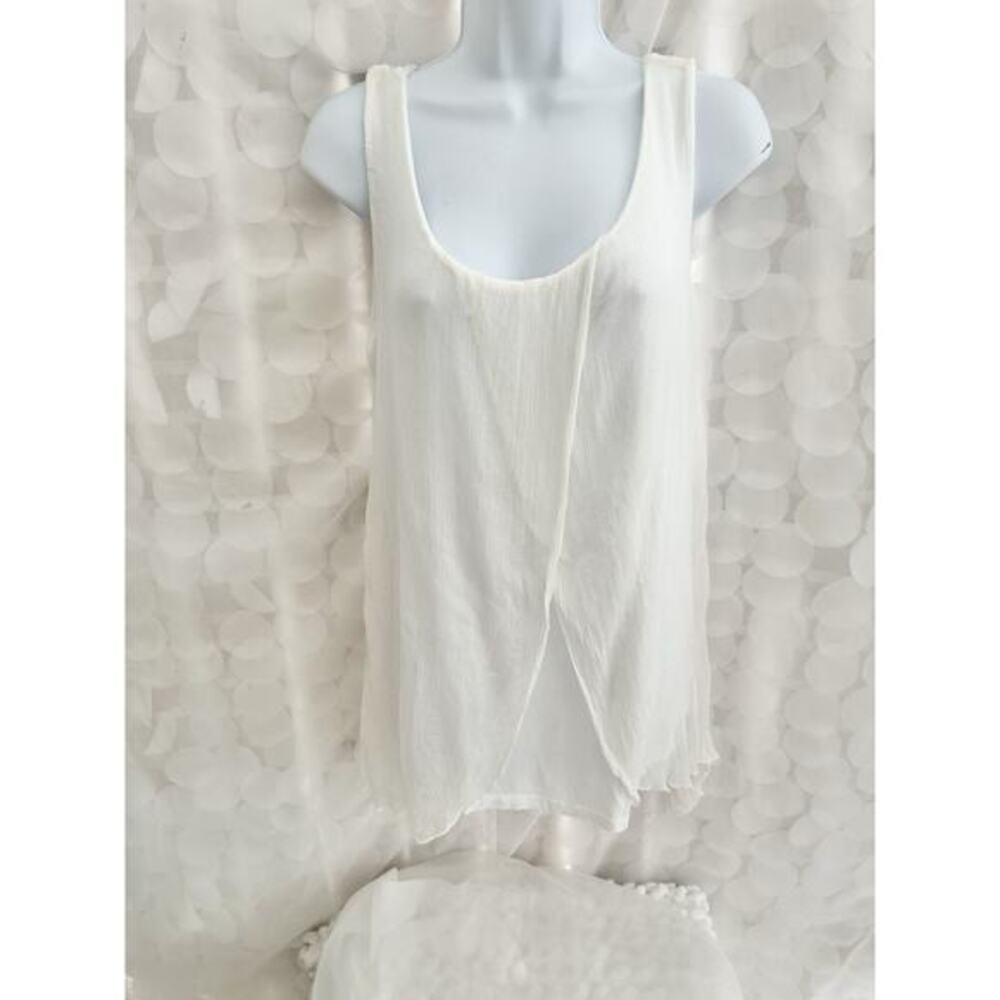 Bellambra Women's Medium Silk Blouse Ivory Tiered Cottagecore Flowing Italy